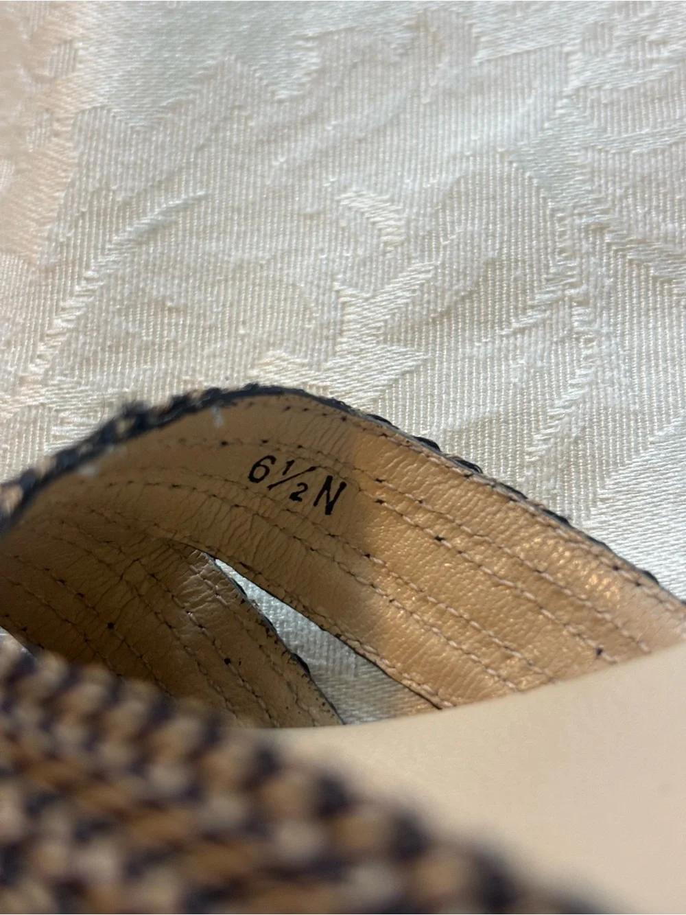 Eric Javits Black and Tan Woven Wedge Sandals, Size 65N